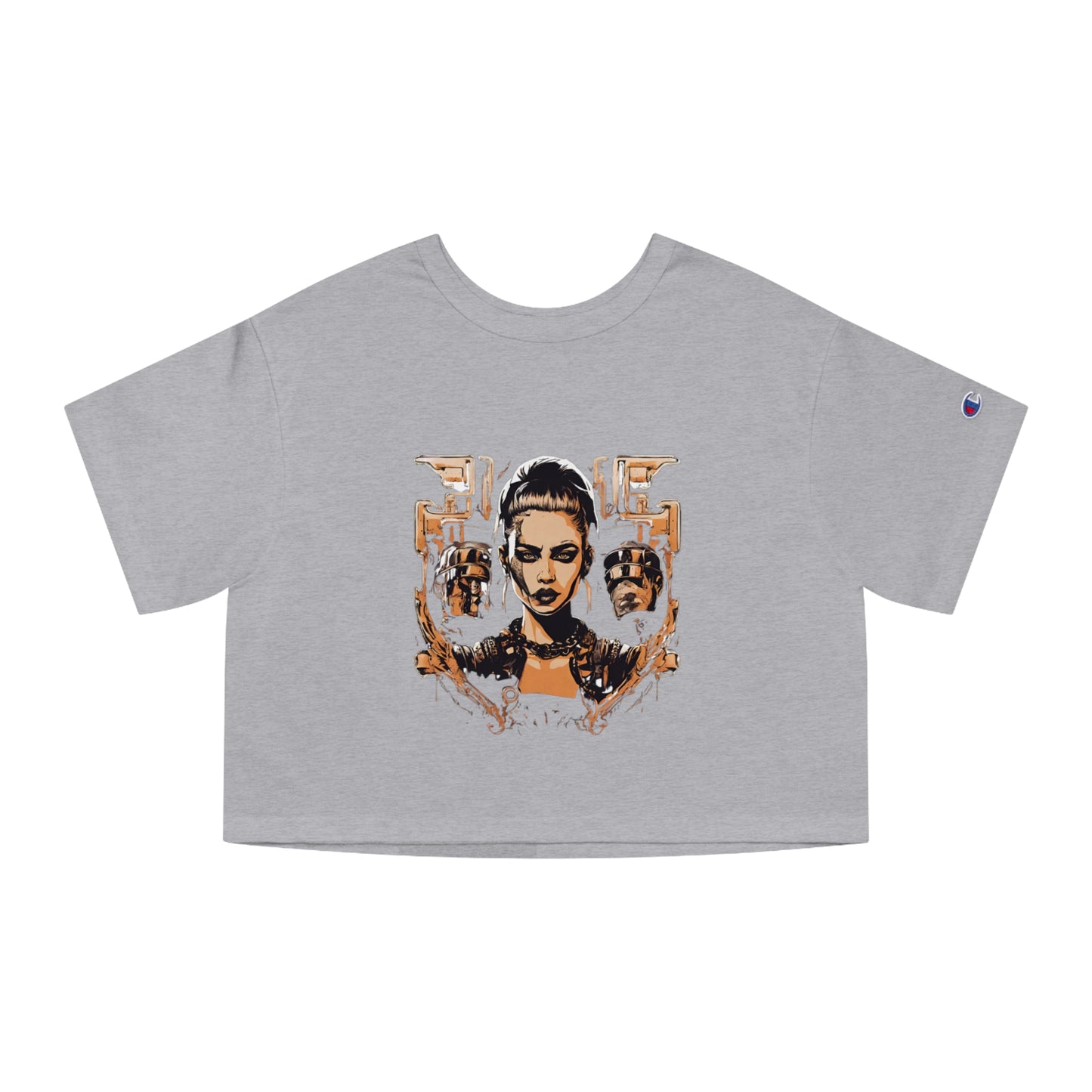 Cropped T-Shirt — Retro Cyberpunk Femme Portrait Graphic