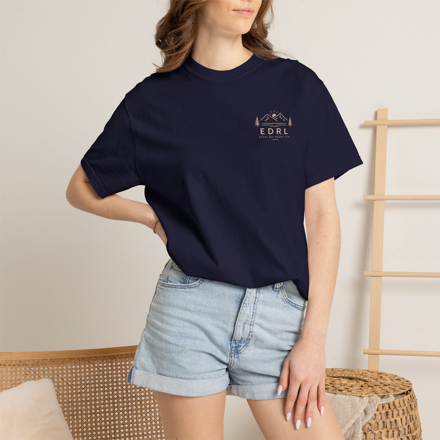 EDRL Mountain Logo T‑Shirt — Minimal Outdoor Crewneck
