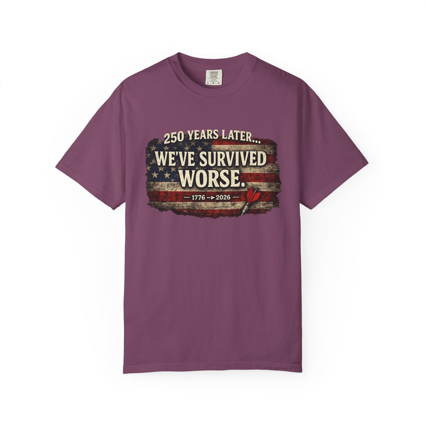 We've Survived Worse T-Shirt — 250 Years Later Vintage American Flag Tee (1776–2026) Just Gigi IFYKYK