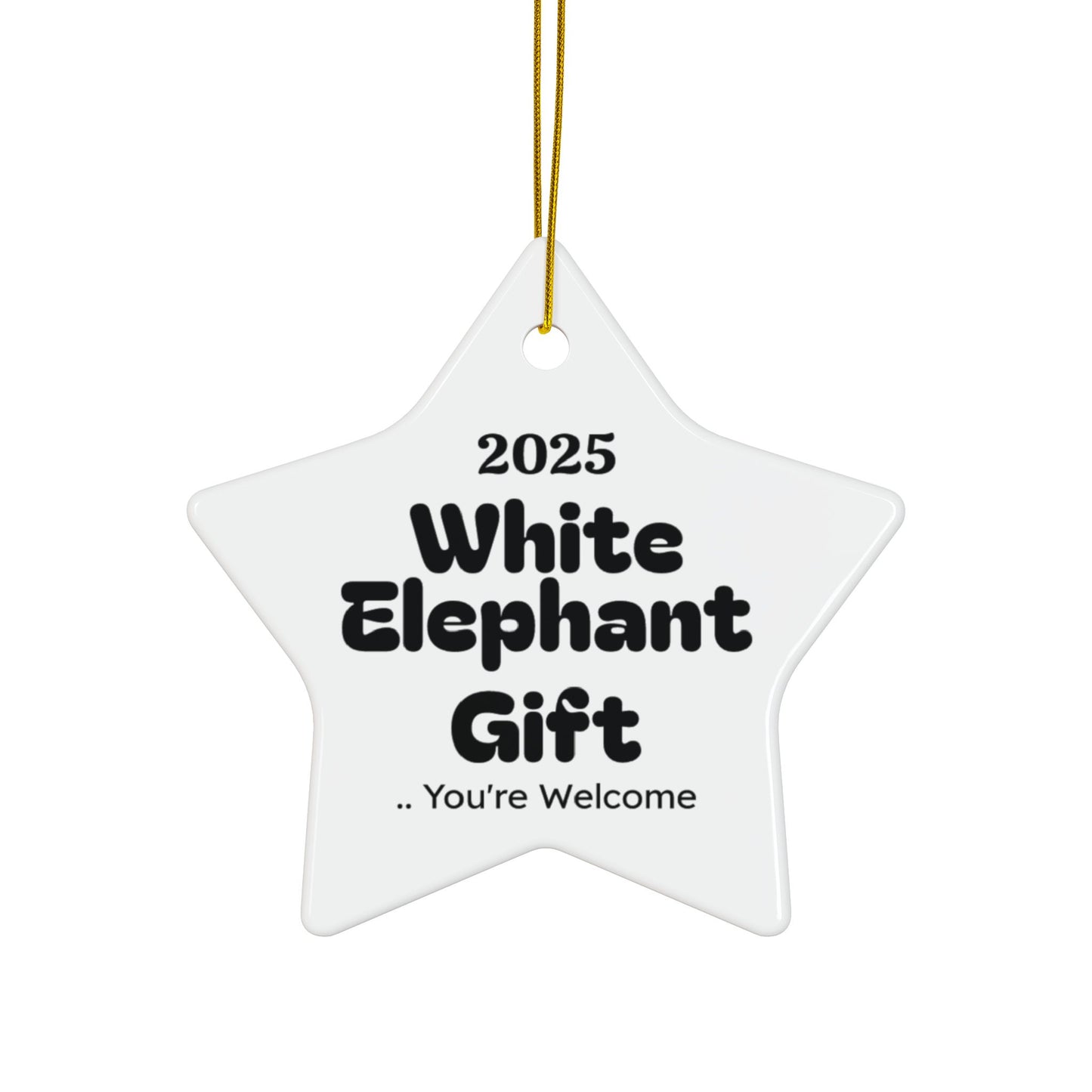 White Elephant 2025 Keepsake Ceramic Ornament — Just Gigi IFYKYK