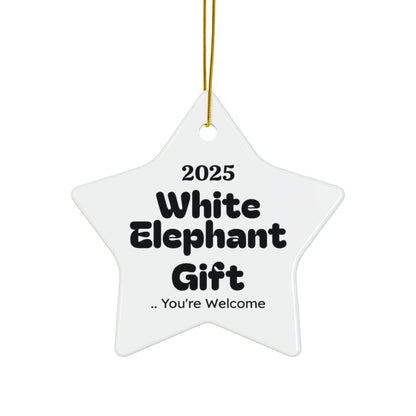 White Elephant 2025 Keepsake Ceramic Ornament — Just Gigi IFYKYK