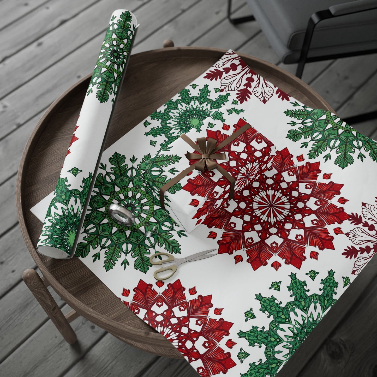 OG Red & Green Block Print Holiday Wrapping Paper - Red & Green Holiday Gift Wrap