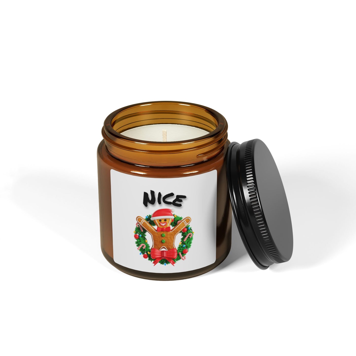 'Nice' Gingerbread Man Soy Candle — Amber Jar Just Gigi IFYKYK